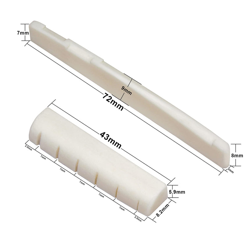 [AUSTRALIA] - Blisstime 6 String Acoustic Guitar Bone Bridge Saddle and Nut Made of Real Bone for Acoustic Folk Guitar 