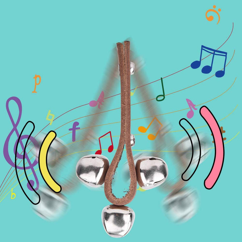 Kids Handbell Tambourine,Comfortable Leather 3 Bells Jingle Bell Shakers Stick Handbell for Kids Musical Educational Toys Percussion Instruments