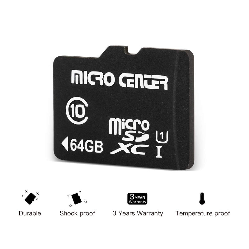Micro Center 64GB Class 10 MicroSDXC Flash Memory Card with Adapter for Mobile Device Storage Phone, Tablet, Drone & Full HD Video Recording - 80MB/s UHS-I, C10, U1 (2 Pack) 64GB - 2 pack