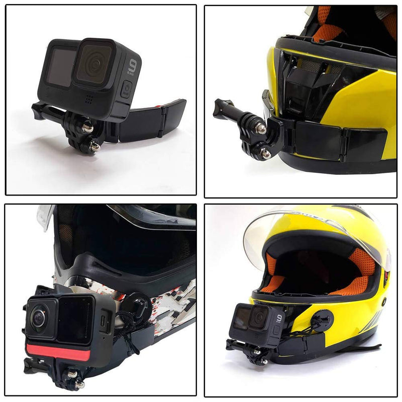 QKOO Motorcycle Helmet Chin Mount Kit for GoPro Hero 10, 9, 8, 7, 6, 5, 4, Session, 3+, 3, 2, 1, Hero (2018), DJI Osmo Action, AKASO, SJCAM, Xiaomi Yi Action Cameras