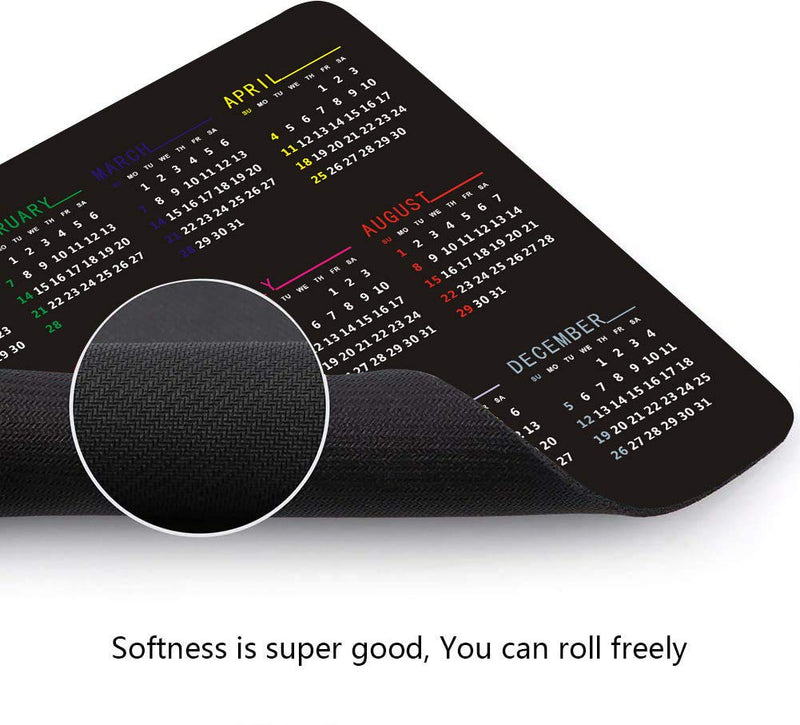 2022 Calendar Mouse Pad,Gaming Mousepad with Non-Slip Rubber Base for New Year, Black Game and Office Mouse Mat