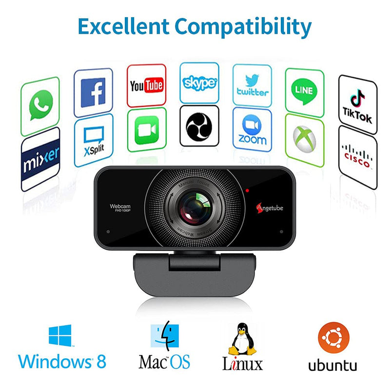 [AUSTRALIA] - Angetube 1080P Webcam with Microphone - USB Computer Camera for Laptop/Desktop/Mac - HD PC Web Cam for Zoom/Skype/Teams/Xbox, Streaming | Video Conferencing | Calling 