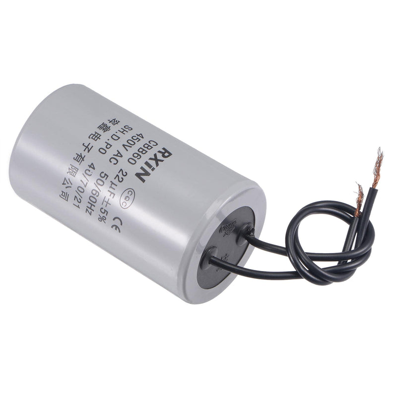 uxcell CBB60 Run Capacitor 22uF 450V AC 2 Wires 50/60Hz Cylinder 72x42mm for Air Compressor Water Pump Motor