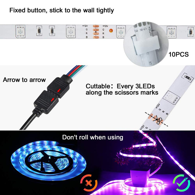 [AUSTRALIA] - LUNSY RGB Strip Lights Music Sync, Dimmable Light Strip with Remote, 32.8 ft/10m, 12V, Waterproof, Sound Activated, Color Changing 300LED 5050 