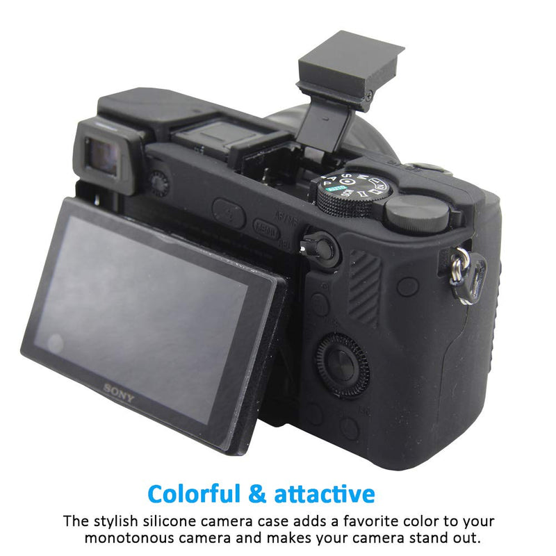 Easy Hood Case for Sony Alpha A6100 A6300 A6400 ILCE-6100 ILCE-6300 ILCE-6400 Digital Camera, Anti-Scratch Soft Silicone Housing Protective Cover Protector Skin (Black) Black