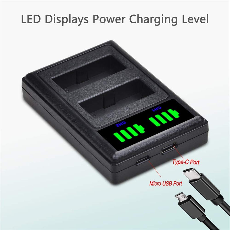 [AUSTRALIA] - LP-E10 LPE10 Battery and LED USB Dual Charger with Type C Port Replacement for Canon EOS Rebel T6 T5 T7 T3 EOS 1200D 1100D 1300D 1500D 2000D 3000D Rebel KISS X50 X70 X80 X90 2 battery +LED Charger 