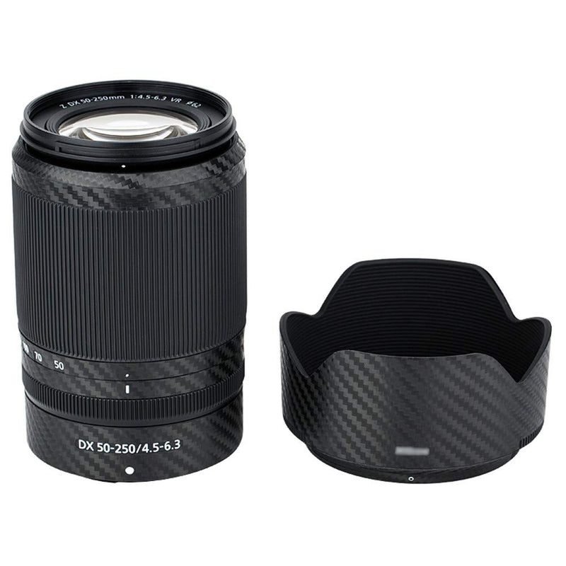 Anti-Scratch Lens & Lens Hood Cover Skin Sticker Protector Film Wrap for Nikon Nikkor Z DX 50-250mm F4.5-6.3 VR Lens & HB-90A Lens Hood Skin Guard Shield on Nikon Z 50 Z50 Camera -Carbon Fiber Pattern