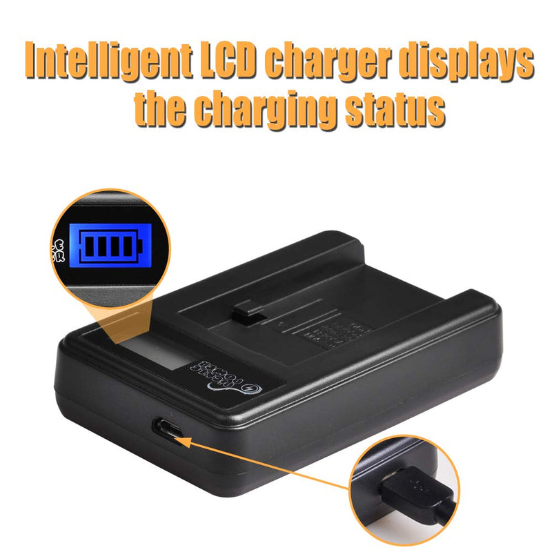 NP-FV100 Pickle Power 4200mAh 7.2V Battery and LCD USB Charger Replacement for Sony DCR-SR15, SR21, SR68, SR88, SX15, SX21, SX44, SX45, SX63, SX65, SX83, SX85, FDR-AX100, HDR-CX105, CX110, CX115