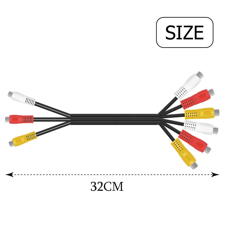 Bonayuanda 3 RCA Female Jack to 6 RCA Female Plug Splitter Audio Video AV Adapter Cable