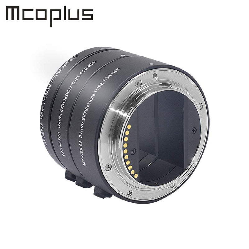 Mcoplus NEX-M Metal Auto Focus Macro Extension Tube Adapter Ring for Sony Mirrorless E-Mount FE-Mount A7 NEX Camera A7 A7M2 NEX3 NEX5 NEX6 NEX7 A5000 A5100 A6000 A6300 A6500 A9 A7III (10mm+16mm+21mm)