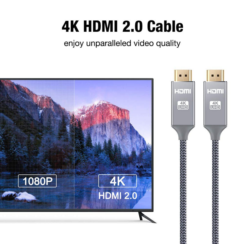 [AUSTRALIA] - 4K HDMI Cable 6.6 ft,Capshi High Speed 18Gbps HDMI 2.0 Cable,4K, 3D, 2160P, 1080P, Ethernet - 28AWG Braided HDMI Cord - Audio Return(ARC) Compatible UHD TV, Blu-ray, PS4, PS3, PC 6.6 feet Grey 