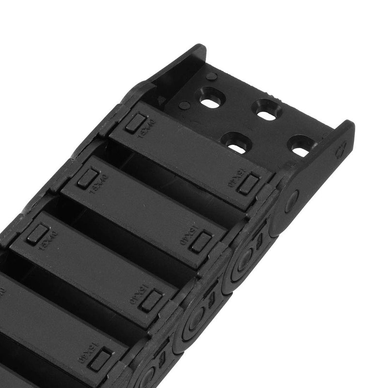 [AUSTRALIA] - uxcell Drag Chain Cable Carrier Semi Enclosed Open Type with End Connectors R28 15X40mm 1.5 Meter Plastic for Electrical CNC Router Machines Black 