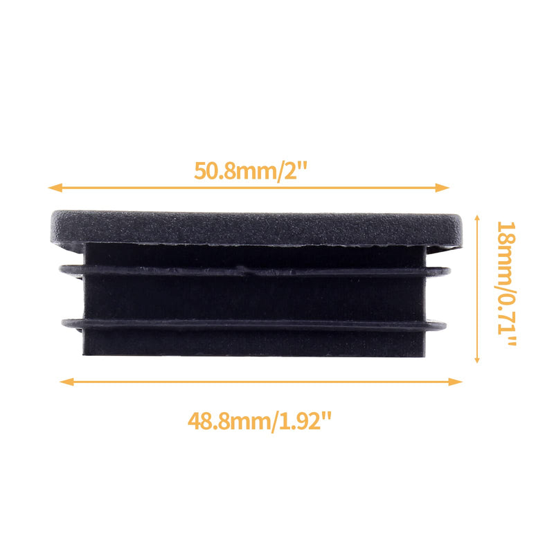 Uenhoy 30 Pcs 2" Square Plastic Plugs Insert End Caps Black Tubing End Caps for Square Tube, Chair Legs, Fence 2"
