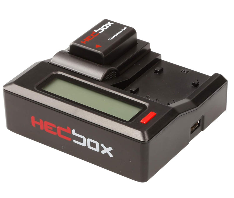 HEDBOX RP-DC50/DBPU - Dual LCD Battery Charger for Sony BP- U30, U60, U90, and Hedbox HED-BP75D, HED-BP95D Battery