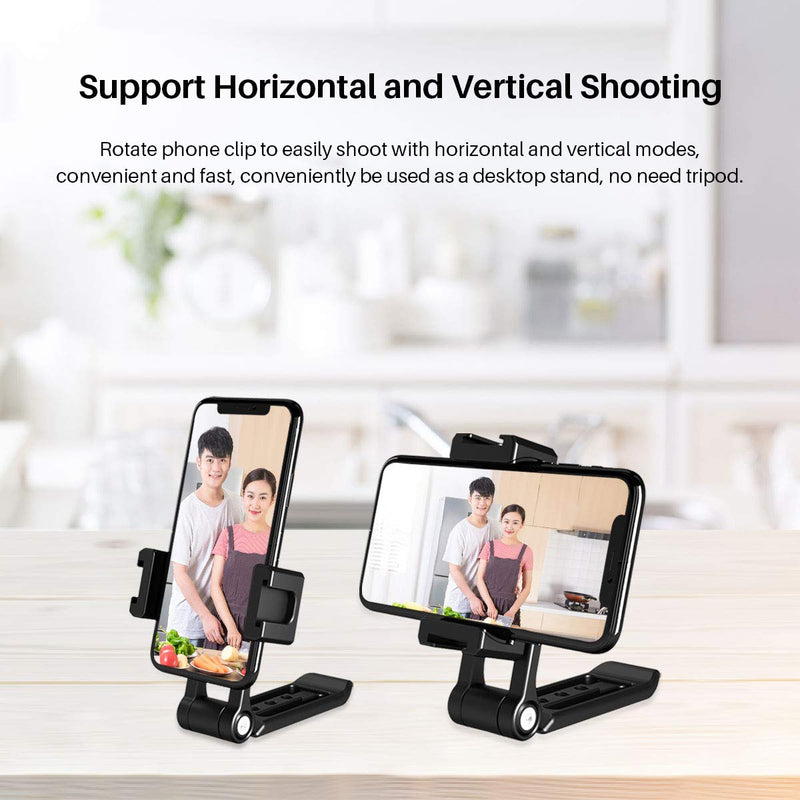 Cell Phone Tripod Adapter PICTRON MT-16 Metal Phone Tripod Mount with Dual Cold Shoe, 360° Aluminum Smartphone Stand Holder Clamp for iPhone 11 Max Pro iPhone X XR 6 7 Plus