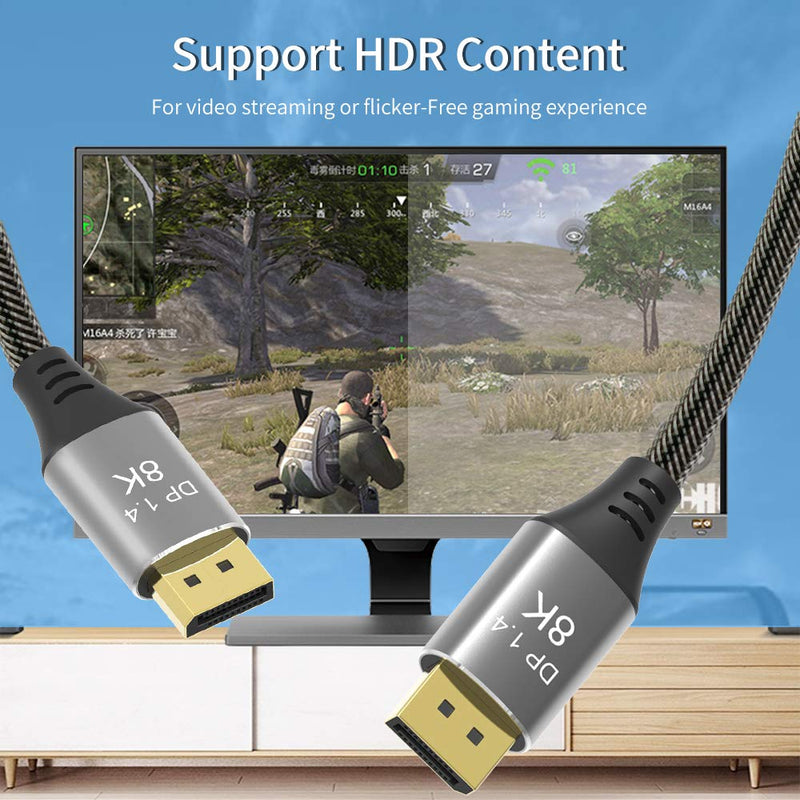 DisplayPort Cable 8K DP Cable 1.4 8K@60Hz 4K@144Hz Ultra High Speed DisplayPort to DisplayPort Cable 3.3ft