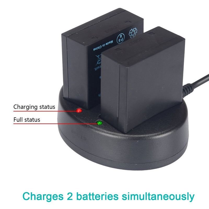 Newmowa BLH-1 Replacement Battery (2 Pack) and Dual USB Charger for Olympus BLH-1 and Olympus OM-D EM1 Mark II, OM-D E-M1X Camera(Half-Decoded)