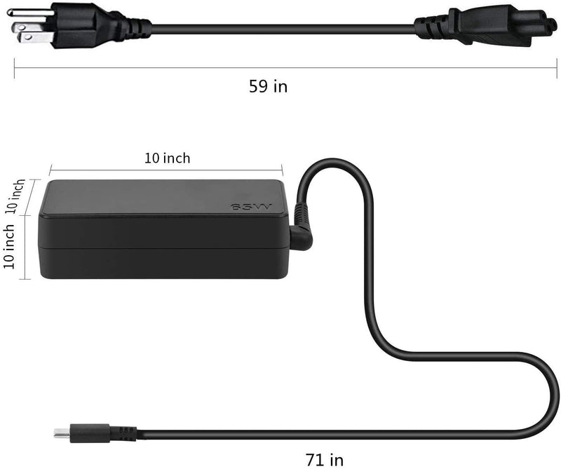 [AUSTRALIA] - USB C Laptop Charger 65W 45W for Lenovo Chromebook 500e 300e 100e 2nd Gen C330 C340 ThinkPad T480 T480s T580 T580s E480 E580 Yoga A485 T490S T590 C930 C940 13 IdeaPad 730s AC Adapter Power Supply 