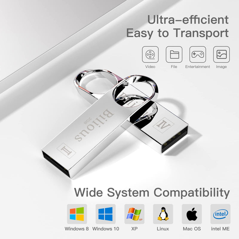 USB Flash Drive, Bilious Portable Keychain Design Thumb Drives Bulk 5 Pack, Metal Style Memory Stick U Disk, Waterproof Jump Pen Drive for Storage and Backup (4GB, 5 Pack) 4GB