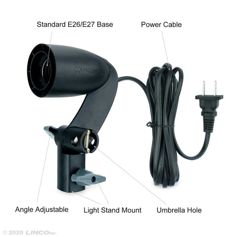 LINCO Lincostore 2 Pcs Photography Studio AC Fire-Resistant Socket Light Stand Mount Umbrella Holder E26/E27 Mini Cirrus 5310