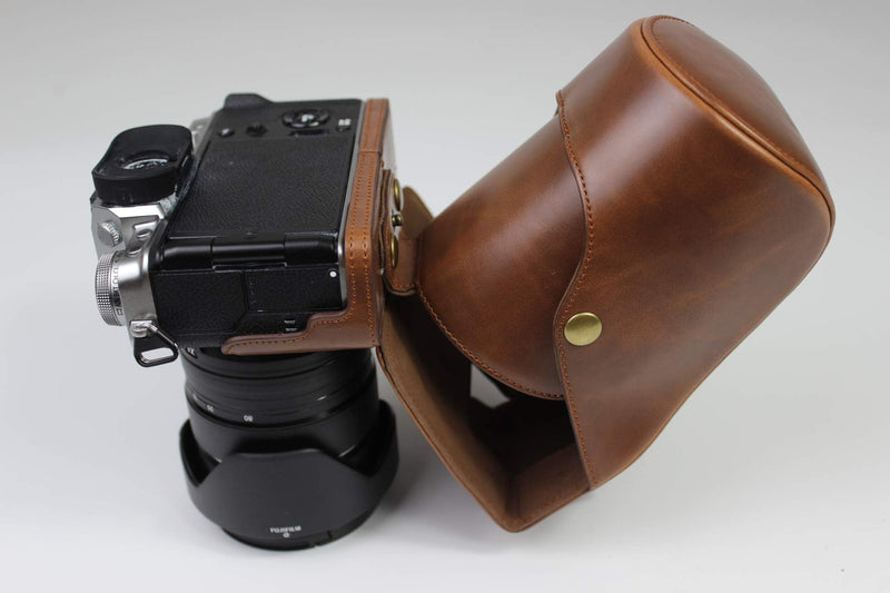 X-T4 Case, BolinUS Handmade PU Leather Fullbody Camera Case Bag Cover for Fujifilm Fuji X-T4 XT4 with 16-80mm 18-55mm 18-135mm 10-24mm 16-50mm Lens Bottom Opening Version (Coffee) Coffee
