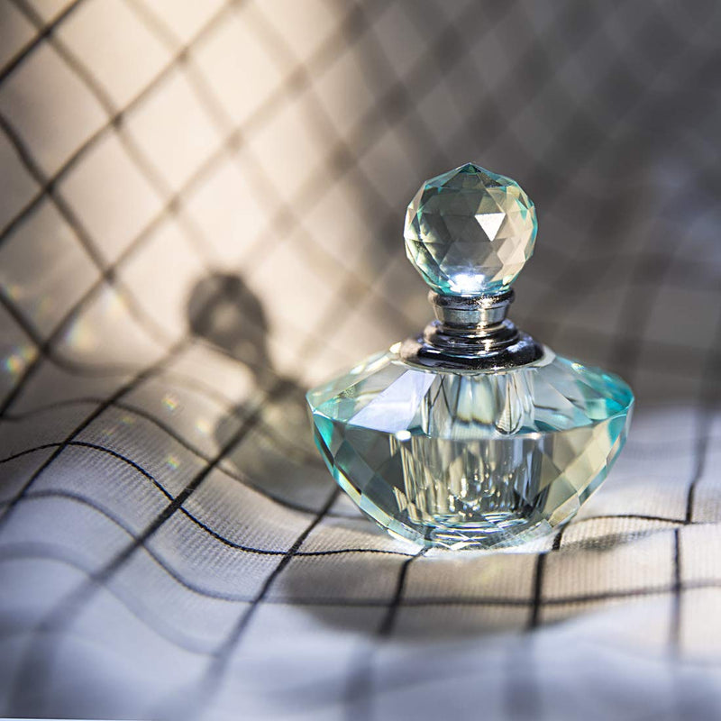 H&D HYALINE & DORA Vintage Light Green Crystal Empty Refillable Mini Perfume Bottle 4ML