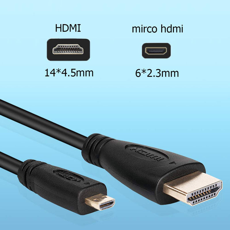 CNYMANY 5ft / 1.5m Micro HDMI Male to HMDI Male Adapter Cable High-Speed Cord for GoPro Hero 7 Black 6 5 Camera ASUS Zenbook Laptop Raspberry Pi 4 Sony A6000 A6300 Nikon B500 Yoga 3 Pro
