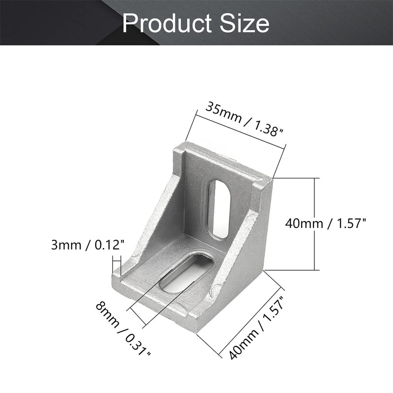 [AUSTRALIA] - MroMax 10PCS Inner Angle Bracket Gusset Aluminum Alloy Inner Joint Bracket Suitable for 4040 Series Aluminum Extrusion Profile Silver 