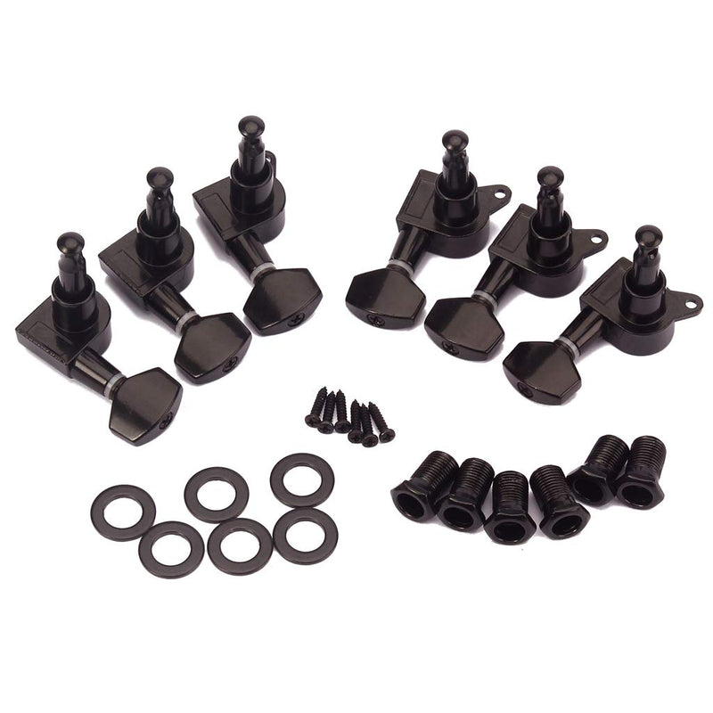 [AUSTRALIA] - Alnicov 6Pcs Guitar Tuners (3L+ 3R) String Tuning Key Pegs Machine Heads For Lp Sg Style Electric, Folk Or Acoustic Guitars - Black 