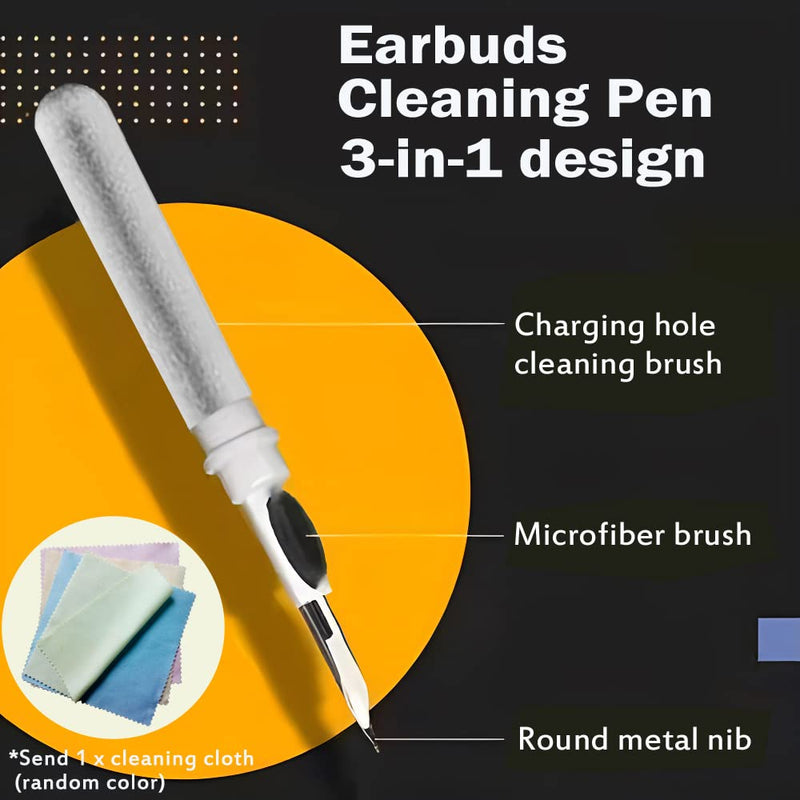 Bluetooth Earbuds Cleaning Pen, Multifunction Airpod Cleaner Kit with Soft Brush for Wireless Earphones Bluetooth Headphones Charging Box Accessories, Computer, Camera and Mobile Phone (White) White