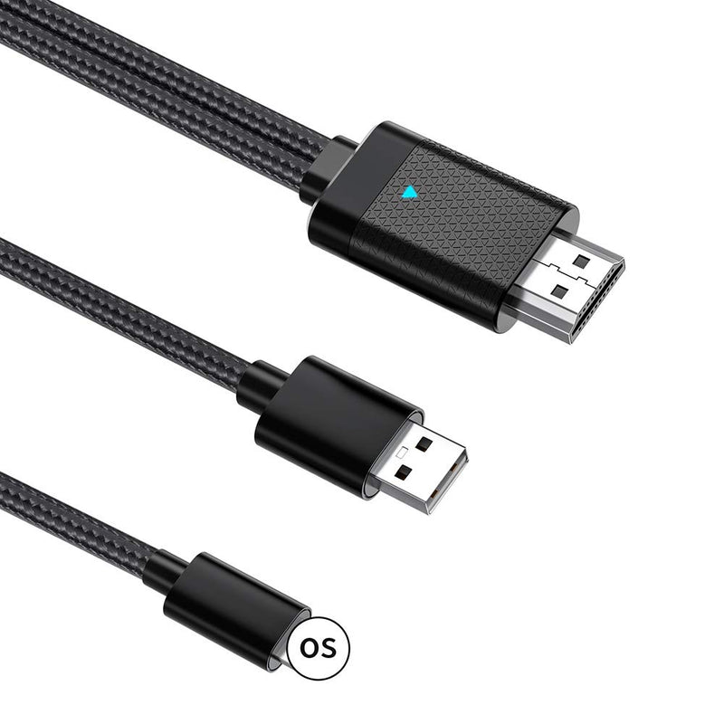 HDMI Cable for Phone Tablet, MPIO Phone to TV HDMI Adapter, 1080P Digital AV Adapter Nylon Braided Cable for HDTV, Projector, Monitor 6.6FT Black
