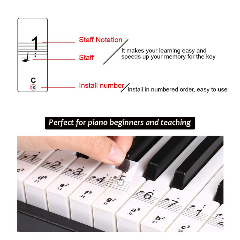 Piano stickers Removable Keyboard Stickers for 88/61/54/49 Key Large Bold Letter Scale Stickers for beginners Thinner Material and Transparent