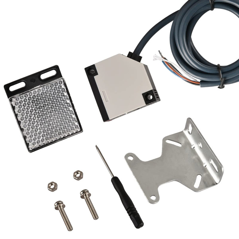 Heschen Photoelectric Sensor Switch E3JK-R4M1 AC90-250V Feedback Reflection Type Detection Distance 4 Meter with Reflector Panel