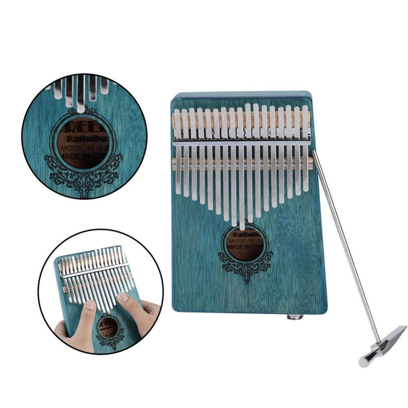 Kalimba 17 Keys Thumb Piano,Built-in pickup Portable Mahogany Wooden Body Musical Instrument Portable Solid African Wood Finger Piano, Gift for Kids Adult Beginners (Mint Green) Mint Green