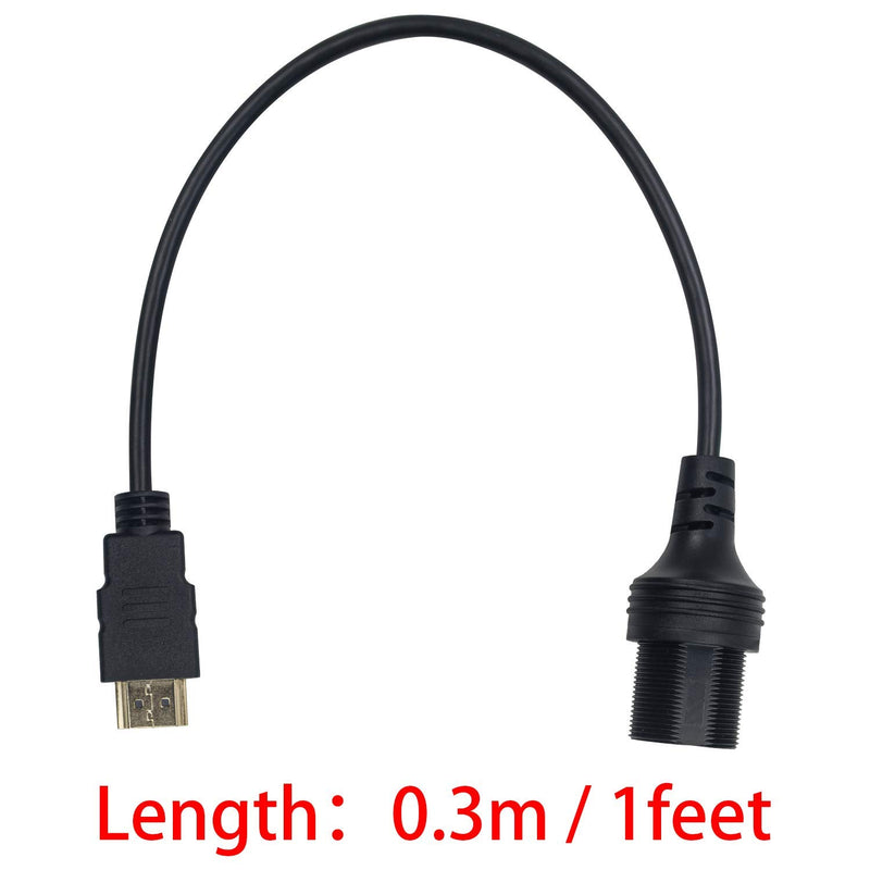 Duttek HDMI Flush Mount Cable, HDMI Flush Dash Panel Mount Cable Male to Female Extension Code for Car,Truck, Boat, Motorcycle Dashboard 30cm/12 inch