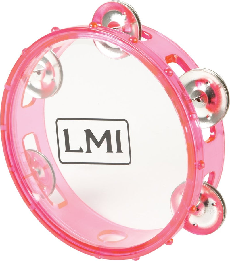 LMI Transparent Tambourine with Head Pink 15CM