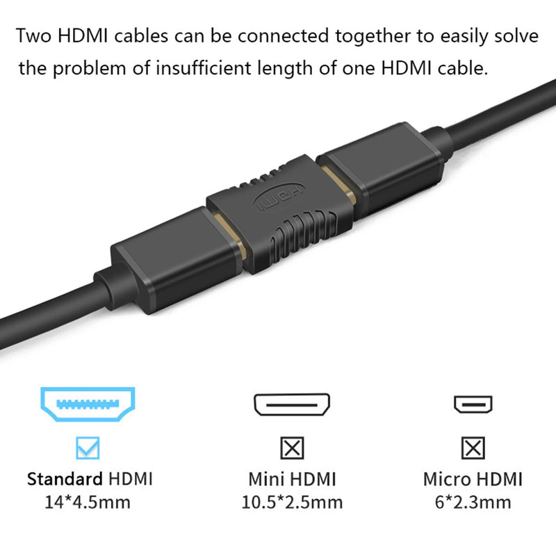 FEIYIU HDMI Female to Female Adapter Gold Plated High Speed HDMI Female Coupler 3D&4K Resolution-2 Pack