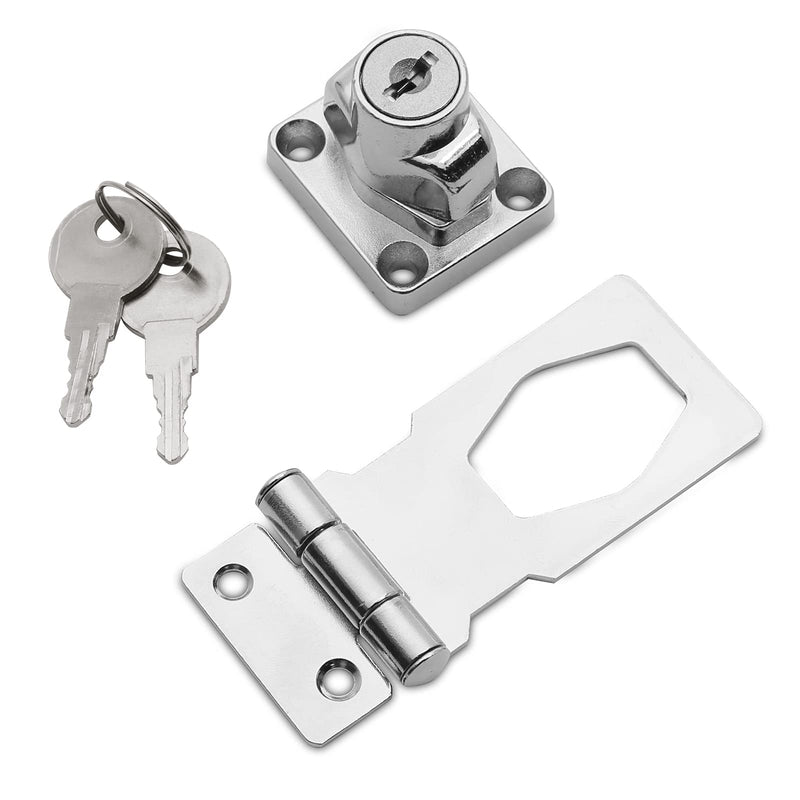 Augiimor 2PCS 2.5" Keyed Hasp Locks, Keyed Alike Twist Knob Keyed Locking Hasp, Stainless Steel Catch Latch Safety Lock for Cabinets, Door