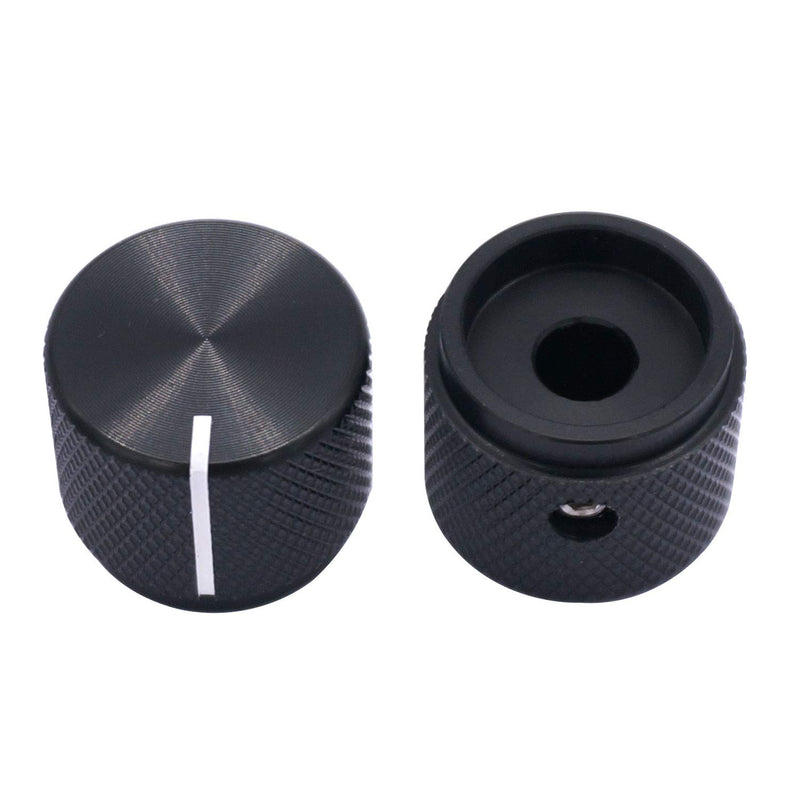 Taiss / 2pcs Black Aluminum Rotary Electronic Control Potentiometer Knob For 6 mm Diameter Shaft, Volume Control Knob, Audio knob, Guitar Knob，Switch Knob, 20mm dia. x 17mm height