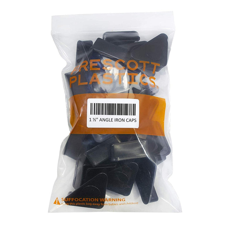 Prescott Plastics 1.5" Inch Angle Ironed Plug Insert (50 Pack), L Shaped End Cap for Metal Tubing, Fence, Glide Insert for Pipe Post and Furniture 50