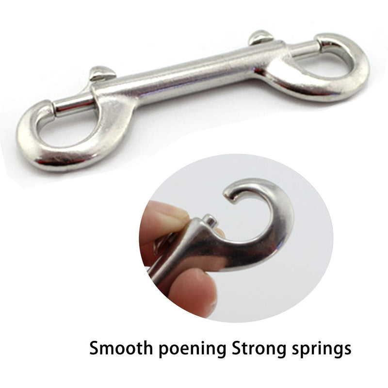 2-Pack 316 Stainless Steel Double Ended Bolt Snap Hook 4'' Double End Bolt Snaps Hooks Scuba Diving Clips Marine Grade for Water Bucket/Dog Leash/Pet Feed Bucket & Hammock/Horse Tack and More
