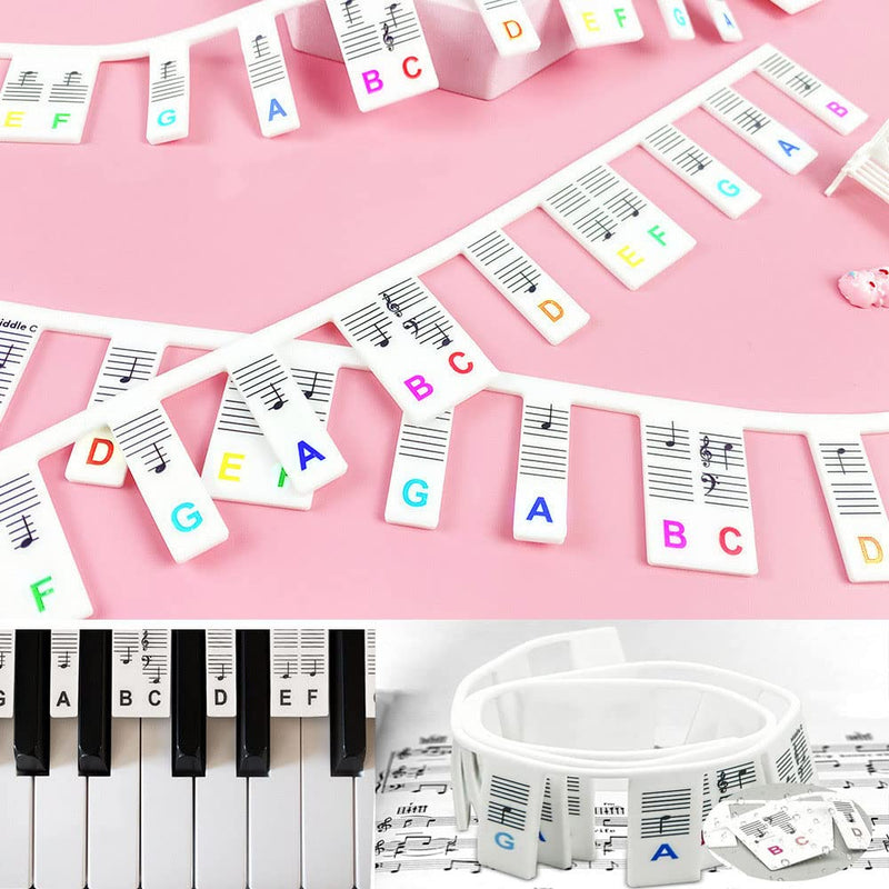 Piano Keyboard Stickers for Beginners, Removable Piano Keyboard Note Labels for Learning, Full Size Keyboard 88 Keys (Colorful) Color model