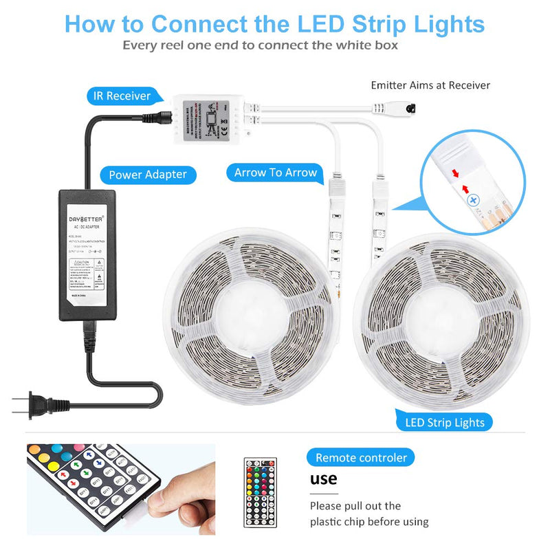 [AUSTRALIA] - Daybetter SMD 3528 Led Strip Lights with 44 Key Remote( 2 Rolls of 16.4ft ) 