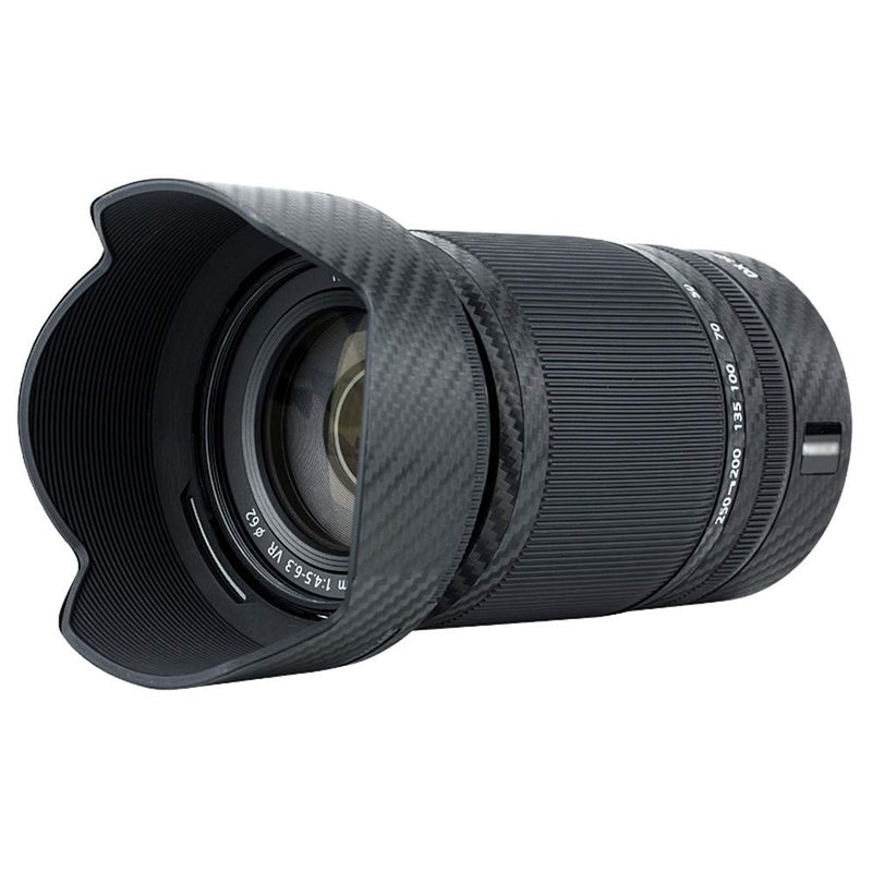 Anti-Scratch Lens & Lens Hood Cover Skin Sticker Protector Film Wrap for Nikon Nikkor Z DX 50-250mm F4.5-6.3 VR Lens & HB-90A Lens Hood Skin Guard Shield on Nikon Z 50 Z50 Camera -Carbon Fiber Pattern