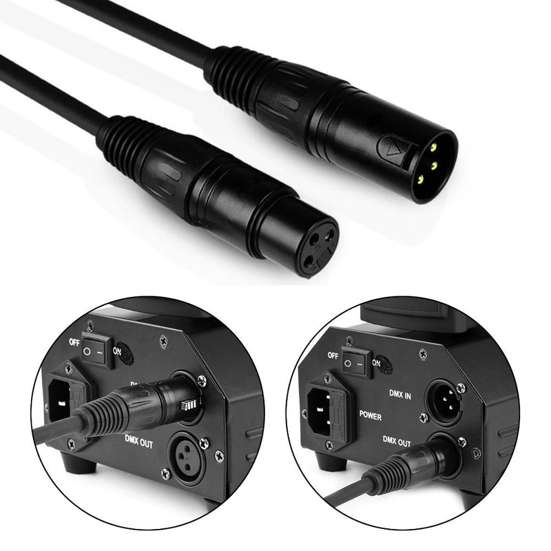 10 ft Flexible DMX Cable, JLPOW Gold-Plated 3 Pin Signal XLR Male to Female DMX Cable Wire, Best for DJ Stage Lighting Moving Head Lights Par Light (4 Pack) 10 ft--4 Pack