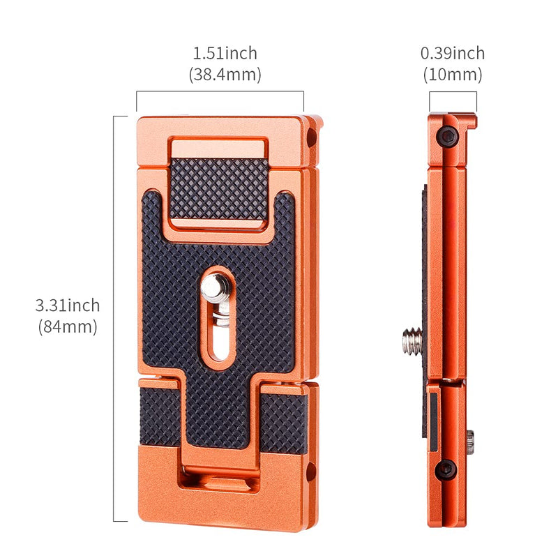 K&F Concept Aluminum Alloy Quick Release Plate with 1/4 Inch Screw for Camera, Cage, Cellphone etc （Orange） Orange