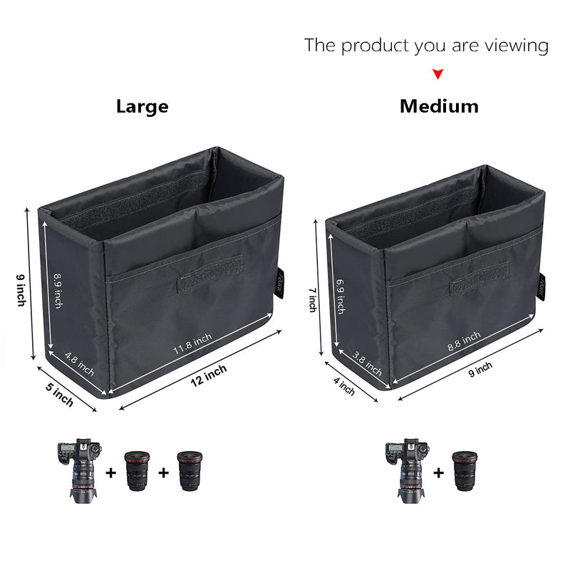S-ZONE Water Resistant DSLR SLR Camera Insert Bag Inner Case Bag(Medium) 9'' x 7'' x 4''