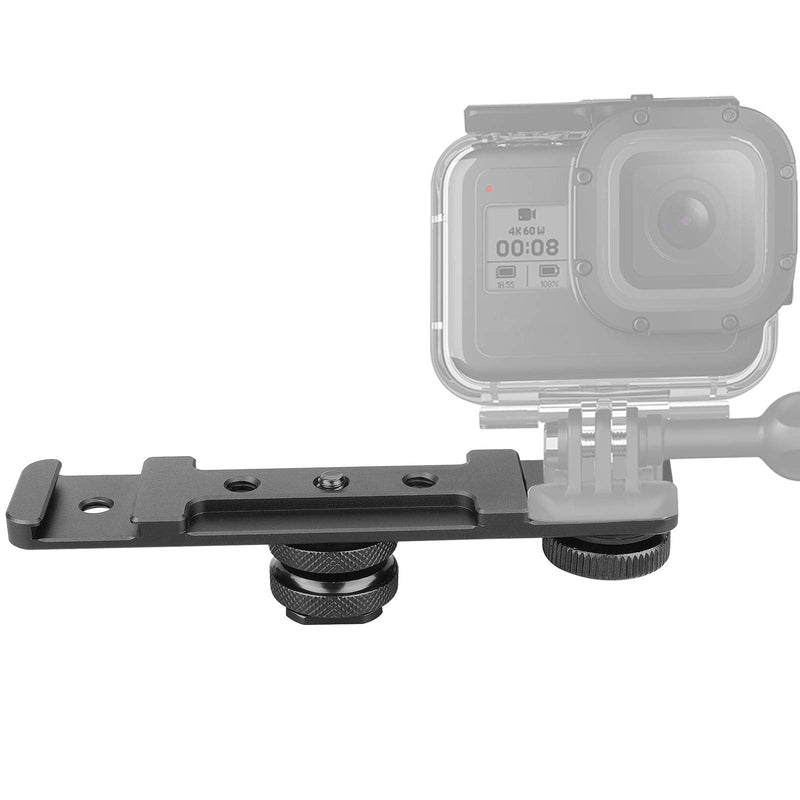 ChromLives Hot Shoe Extension Bar Mount, Cold Shoe Extension Flash Bracket, Dual Straight Mount Flash Bracket Compatible with Nikon Canon Sony Olympus DSLR Camera Camcorder DV Camera flash bracket
