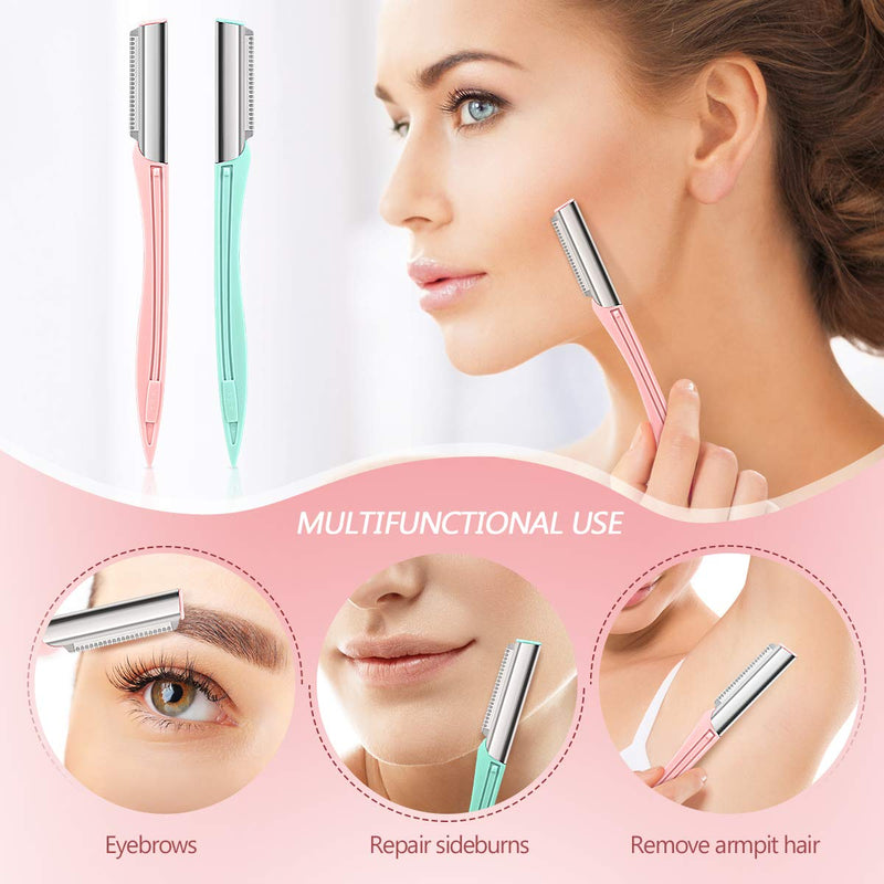 Lurrose Eyebrow Razors Shavers, Facial Hair Trimmer for Women and Men, Multipurpose Exfoliating Eyebrow Shapers, 10PCs As Shown