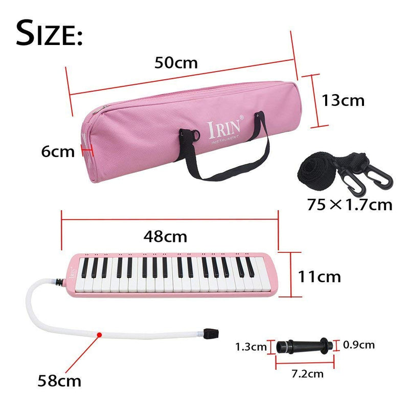 32 Key Melodica Instrument with Mouthpiece Air Piano Keyboard (Pink) Pink